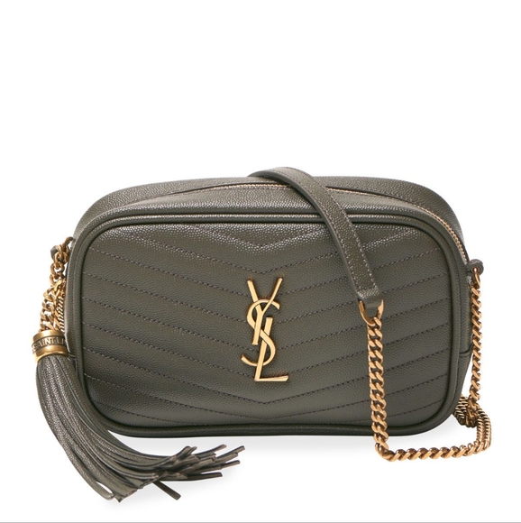 Authenticated Saint Laurent Lou YSL Grain de Poudre Camera Crossbody Bag Fog - Picture 1 of 16